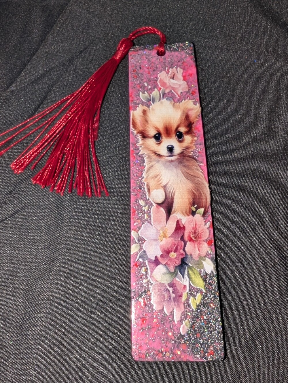 Handmade Glitter Puppy Bookmark